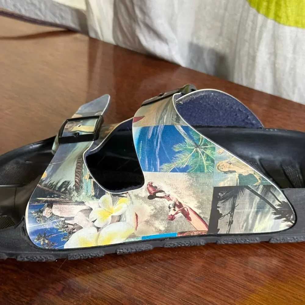 Birki's by Birkenstock Y2K Hawaii Tiki Sandals Colorful Buckle Women Size 41 R - Picture 5 of 12